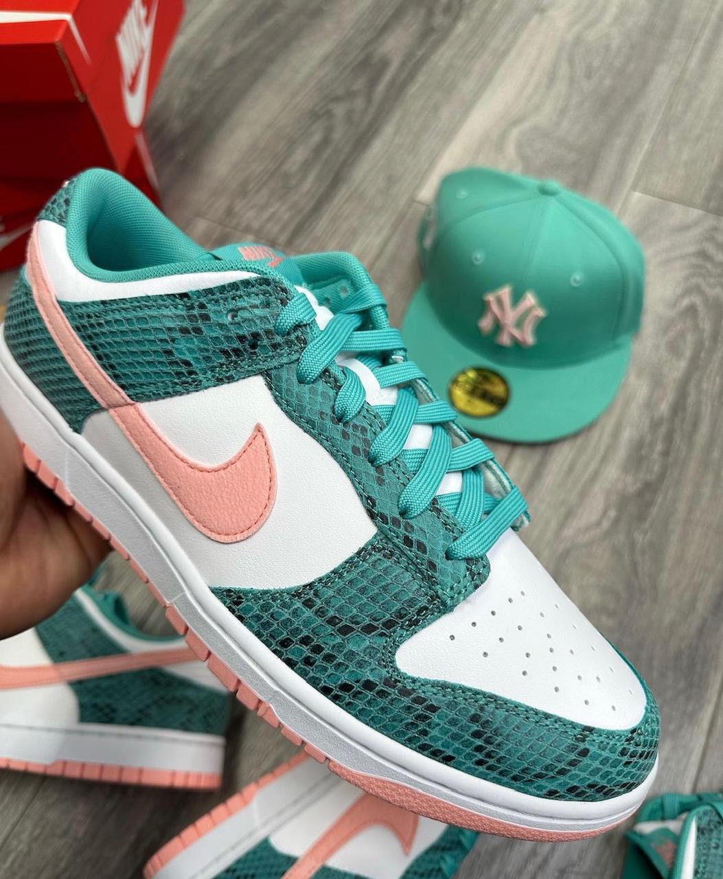 Nike Dunk Low Snakeskin Washed Teal Bleached Coral